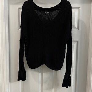 Express Black Sweater with Bow Sleeves and Split Back Small